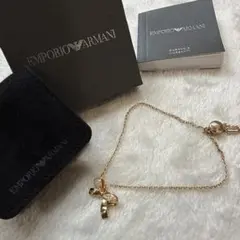 エンポリオアルマーニ　ストーンリボン/シルバー925ブレスレット　ゴールド　美品