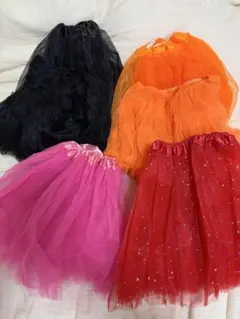 チュールパニエ 6点セット (黒・オレンジ・ピンク・赤)