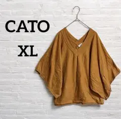 一点もの!CATO【XL】ブラウンVネックニットドルマン カジュアル七分袖