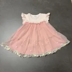 さくらんぼ　フルーツ　チュールワンピース 80