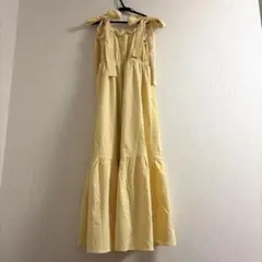 イエロー キャミワンピース ロング丈