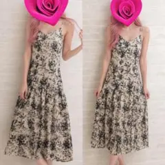 chico♡フラワージャガードキャミワンピース♡