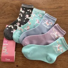 新品　キッズ　女の子　靴下　ソックス　クルー丈　15〜20㎝ ユニコーン