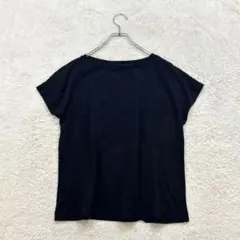 ⭐️無印良品【L】黒 コットンフレンチスリーブプルオーバー 綿 ボートネックのサムネイル