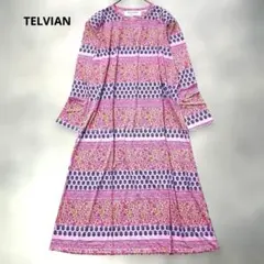 TELVIAN 花柄ボーダー長袖ワンピース 部屋着 未使用品