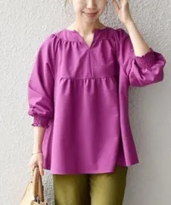 極美品✨　ピンク❤️　シップスエニィ　洗える　ミニ サッカー ティアードブラウス