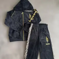 黒いジャージセット フード付き レオパード柄