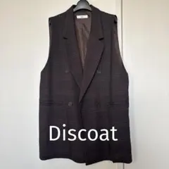 Discoatチェックロングテーラードジレ ベスト ブラウン