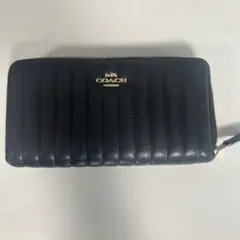 COACH コーチ 長財布 ラウンドファスナー キルティング 黒 F53637