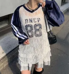 CIAOPANIC レースドッキングフットボール Tee