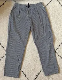 ヒッコリーストライプ イージー/シェフパンツ Lサイズ ウエストゴム