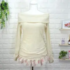 オフショルダー 薄手ニット y2k 00s フェアリーグランジ 平成 姫ギャル