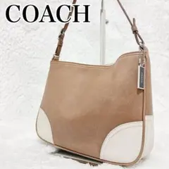 COACH コーチ レザー ワンショルダーバッグ 白×茶 チャーム付き - メルカリ