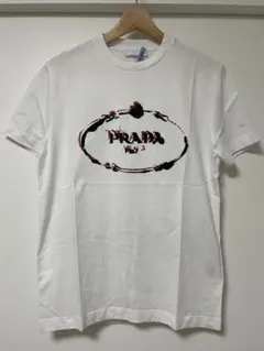 PRADA プラダ Tシャツ メンズ Sサイズ ホワイト ロゴ 刺繍風デザインのサムネイル
