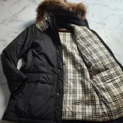 バーバリーブラックレーベル 2way ダウンジャケット ノバチェック フォックス