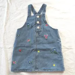 デニム花柄刺繍ジャンパースカート 90センチ