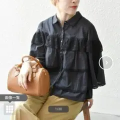 本日限定！【美品】SHIPS any レースティアードシャツブラウス ブラック