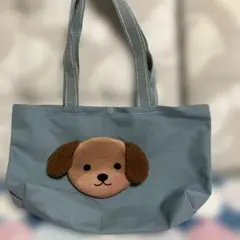 新品未使用❣️ハンドメイド❣️犬の顔デザイン トートバッグ 青色