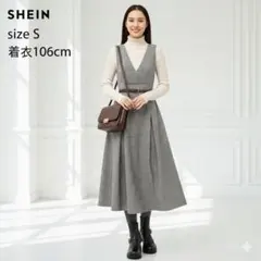 ✨️良品✨️SHEIN チェック柄　ノースリーブ フレアワンピース S 通年