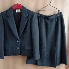 国産品　ウール100% 黒ジャケットスカートセットアップ サイズ11号
