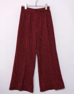 70’s VIBES レトロ 古着 千鳥格子柄 ワイドニットパンツ パンタロン