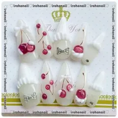 ネイルチップ オーダー受付中 量産型 フレンチガーリー さくらんぼ 春 しんぷる