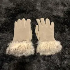 ファー付きベージュ手袋