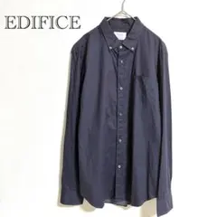 EDIFICE ドット柄 長袖シャツ 48 日本製 紺 ネイビー 綿100%のサムネイル