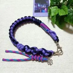 パラコード ハンドストラップ パープル×ネイビー☆ハンドメイド