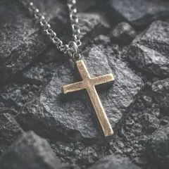 真鍮 クロス ペンダント 丸カンシルバー925 ヴィンテージ風 異素材　新品