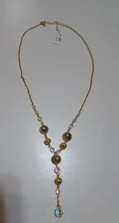 ゴールド ビーズ ネックレス オーロラストーン