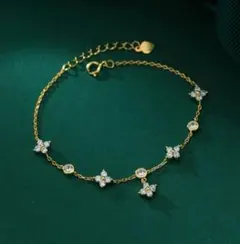 ブレスレット　K18gp　クローバー型　新品未使用