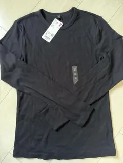 ♡UNIQLO新品未使用！人気ソフトリブクルーネックT黒Mサイズ♡