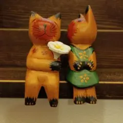 バリ猫7匹組M 猫の木彫り人形 バリ雑貨 バリ島 アジアン雑貨 バリネコ