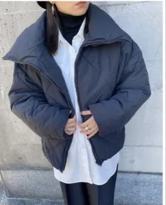 ダークグレー オーバーサイズ ダウンジャケット