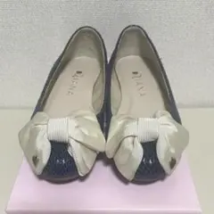 ダイアナ DIANA ネイビー リボン付きバレエシューズ 21.5センチ