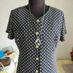 水玉模様 半袖シャツワンピース