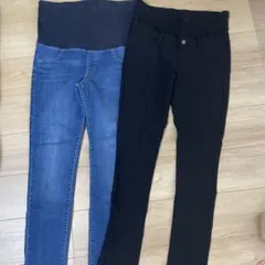 マタニティ ストレッチデニムパンツ 2点セット