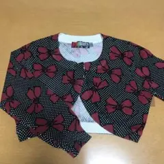 新品☆カーディガン☆ニット☆フォーエバー２１☆黒・ドット・赤リボン・可愛い☆S☆