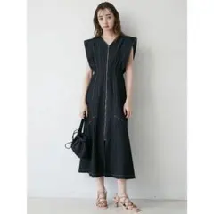 LAGUNAMOON（ラグナムーン）フレアスリーブデニムワンピース ブラック