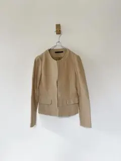 green label relaxing　ノーカラーツイードジャケット　38