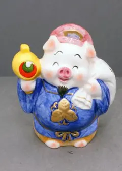昭和レトロ　陶器製　ブタさん　 大黒天　陶器製貯金箱　加藤工芸