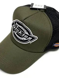 【Dickies】メッシュキャップ　ワッペン刺繡 （カーキ×ブラック）のサムネイル