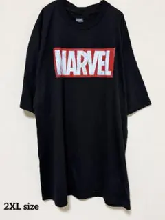 MARVEL ロゴ Tシャツ 2XL ブラック 古着