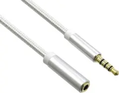 ステレオミニ延長ケーブル 2m 4極 パールホワイト 繊維コード 金メッキ端子