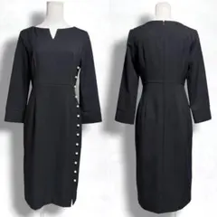 TONAL トーナル パールボタンワンピース ネイビー 日本製のサムネイル