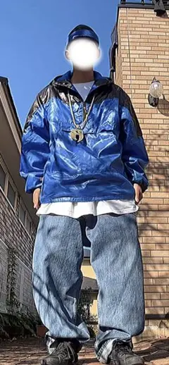 b-boyナイロンジャケットブルー