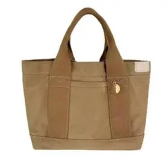 ミニトートバッグ レディース 仕切り キャンバス ミニバッグ 手提げ ブラウン