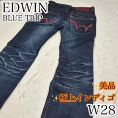 【極美品】エドウィン BLUE TRIP レザーパッチ W28 濃紺 赤ステッチ