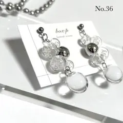 36.ピアス/イヤリング 泡クリア シャボン玉 お花 フラワーモチーフ 大ぶり雫